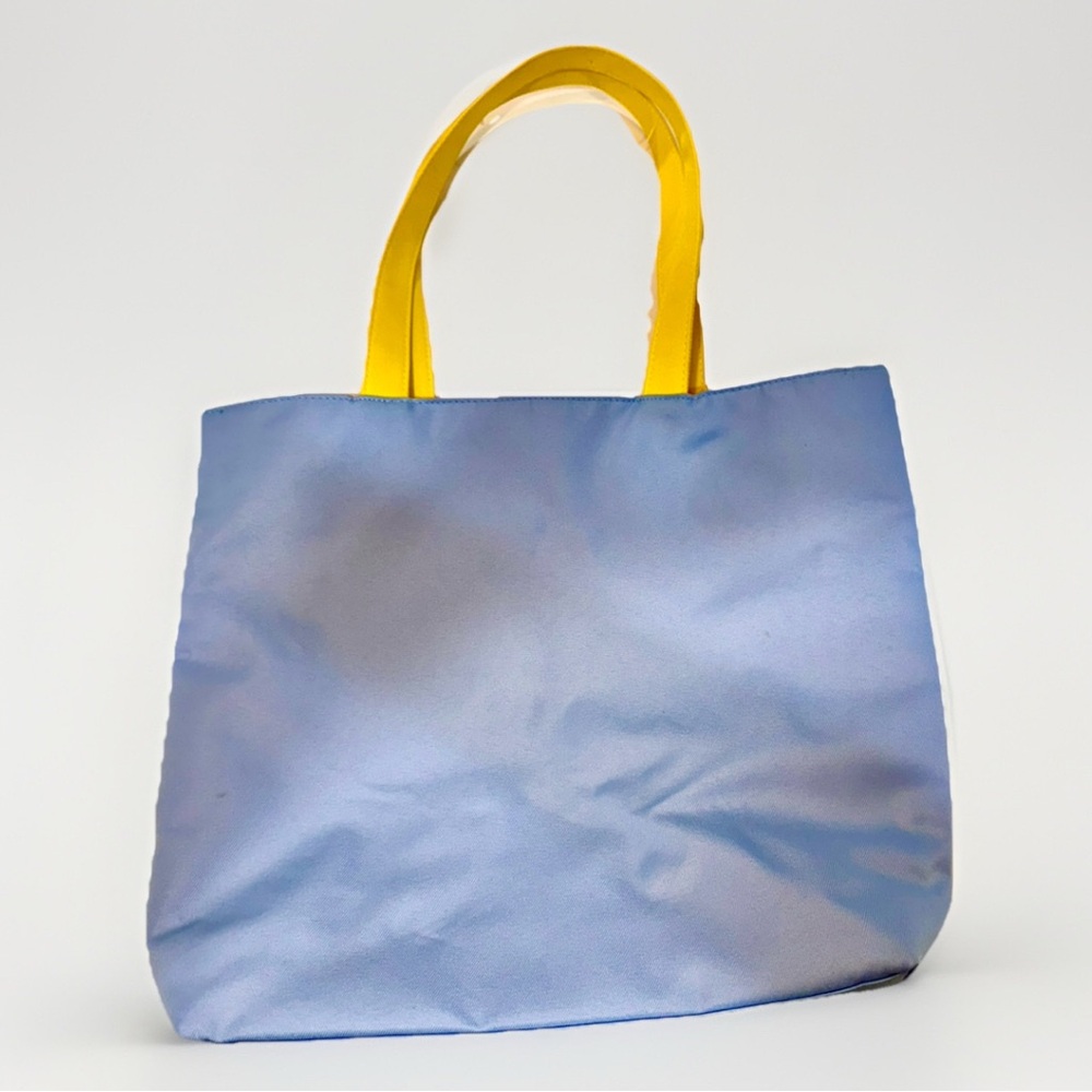 Clinique Colorblock Tote Bag Blue‎ Yellow Y2K Mod Shopper Recycled Nylon